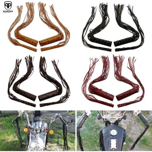 ROAOPP 7/8" Motorcycle Grips Lever Cover Leather Fringed Hand Grip Handlebar Grips For Indian Chopper Custom Moto chief Vintage