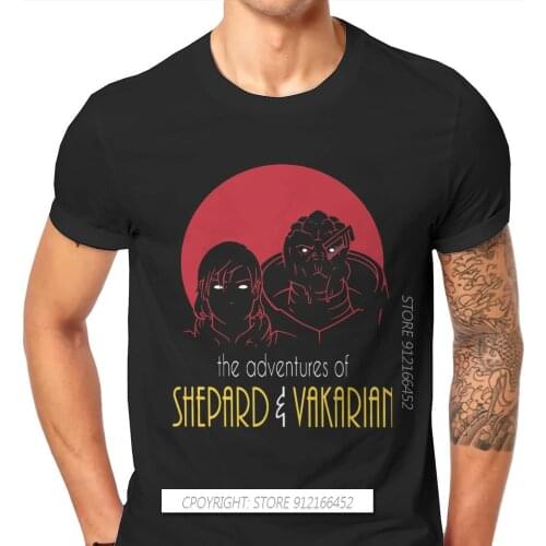 Adventures Of FemShep And Vakarian Fashion TShirts Mass Effect Commander Shepard Asari Game Male Harajuku Tops Tees T Shirt