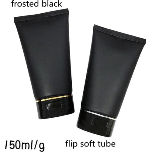 New150ml Empty Soft Tubes,Matte Black Facial Cleanser Hose tube, Ointment Squeeze Cosmetic Container With Flip /Screw Cap