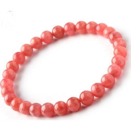 2018 Newly Top Quality Natural Ice Rhodochrosite Gems Stone Round Beads Bracelet AAAA 7mm Fashion Women Crystal Stone Beacelet