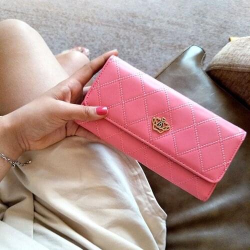 2021Women New Bag Ladies Clutch Korean Buckle Diamond Wallet Crown Wallet Embroidered Long Bag Women Purse Clutch