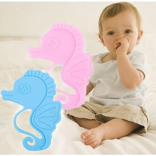 New Baby Teether Food Grade Soft Silicone Teething Toys Kids Sea Horse Shaped Chewing Toy Pendant Nursing Necklace Teethers