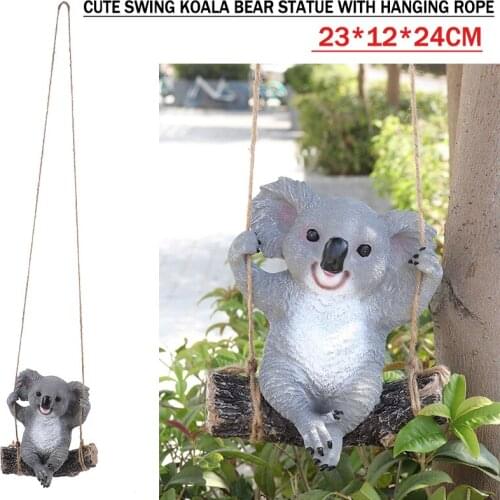 New Arrival Swing Koala Statue Ornaments Sculpture Home Garden Hanging Rope Decor Outdoor Yard Hanging Animal Miniatures