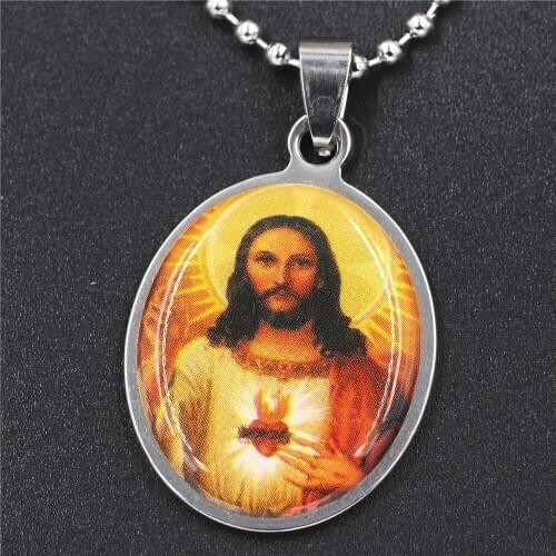 GO MAX DGW Jesus Necklace Women Men Cross Beads Jewelry Trendy Color Pendant For Vintage Statement Holiday Accessories