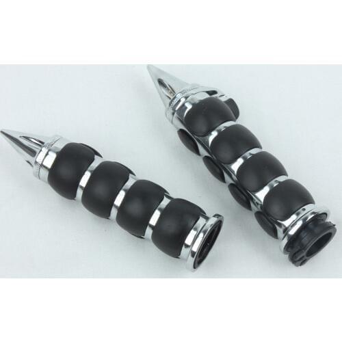 Pair 1" 25mm Motorcycle Chrome Black Sharp Handle Bar Hand Grips for Harley Honda Shadow VT VTX1300 1800 Yamaha Suzuki Kawasaki