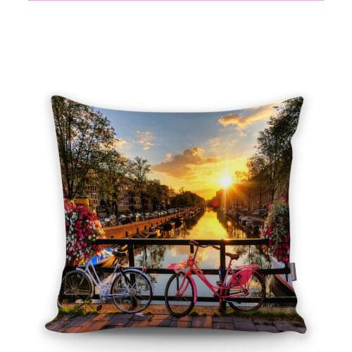 Landscape Patterned Digital Printed Decorative Cushion Pillow Decorate Case Good Quality Stylish Home Garden Room Kitchen Gift Modern Colorful