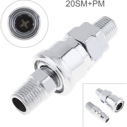 2pcs/set 20SM+PM High Speed Steel Pneumatic Fitting Quick High Pressure Connector with Dual Interface and Telescopic Buckle