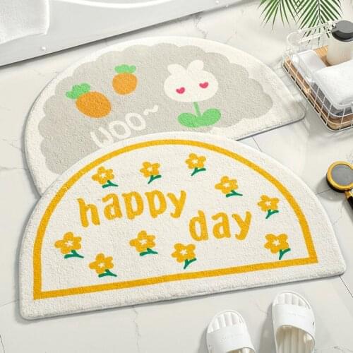 Bedroom Anti-slip Carpet Semi-circular Bathroom Floor Mat Toilet Water Absorption Door Mat Domestic Toilet Door Mat Bath Rug