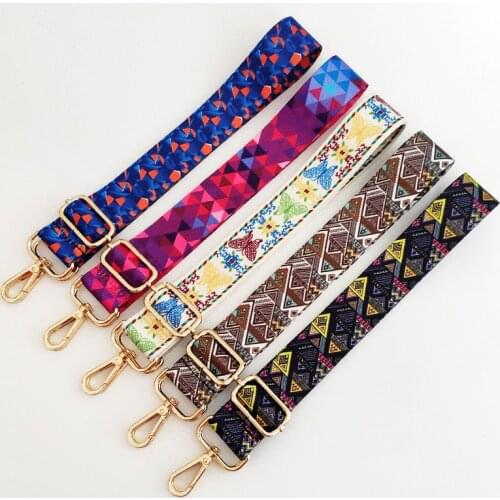 Geometry Print Adjustable Obag Straps Colored Belt Bag Strap Hanger Handbag Accessories Women Decorative Obag Handle Ornament