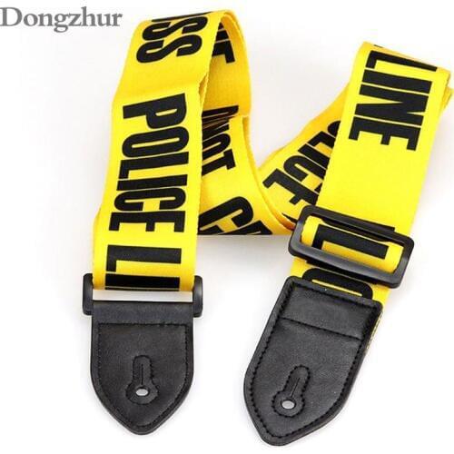 Yellow Adjustable Polyester Guitar Belt Guitar Strap with PU Leather Ends for Electric Bass Guitar Parts Accessories