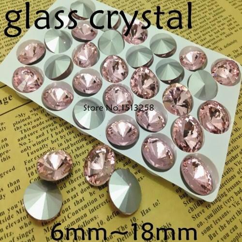 Pink Color Rivoli Crystal Fancy Stone Point Back Glass Stone For Jewelry Making 6mm 8mm 10mm 12mm 14mm 16mm 18mm
