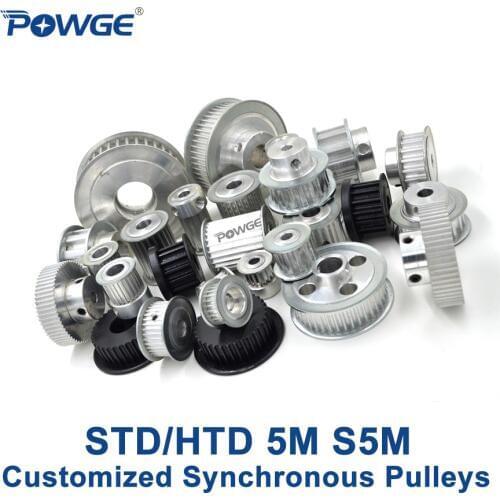 POWGE Arc Teeth HTD 5M STD S5M Synchronous pulley pitch 5mm wheel Gear Manufacture Customizing all kinds of 5M S5M Timing pulley