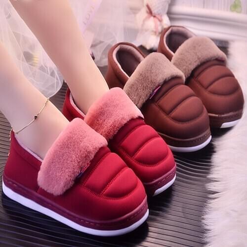 Women Cotton Cloth To Keep Warm Slippers Men Indoor Thickened Winter Short Plush All-Inclusive Couple Shoes Home Sandals