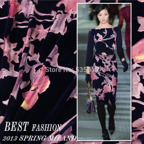 Telas Crazy discount black blue/purple flowers Flocking fabric silk velvet cotton fabric for party dress/Cheongsam velvet fabric