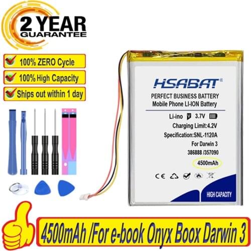 Top Brand 100% New 4500mAh 386888 Battery for book Onyx Buks James Cook Boox E-Book Onyx Darwin 4 Batteries
