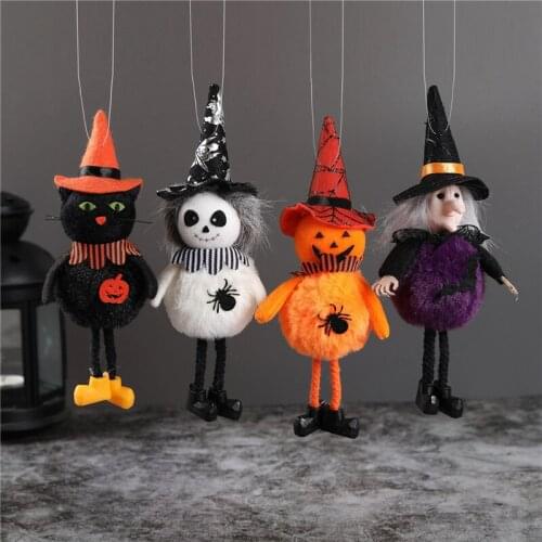 Halloween Decor Hanging Ornaments Scare Pumpkin Witch Cat Skeleton Round Body Belly Drop Decoration Dolls Kids Children Gift