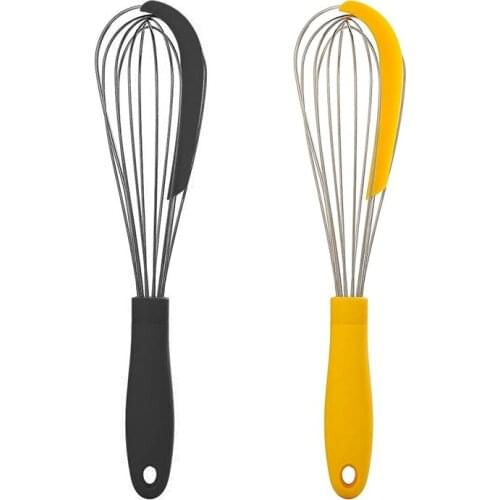 304 Stainless Steel Balloon Whisk with Silicone Scraper - Elegant Handle & Thick Wire Balloon Whisk for Mixing