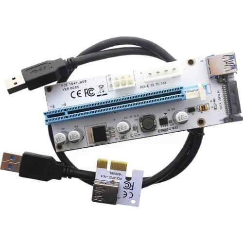 VER008S 3 in 1 4Pin SATA 6PIN PCIE PCI-E PCI Express Riser Card 1x to 16x USB 3.0 Cable For Mining Bitcoin Miner