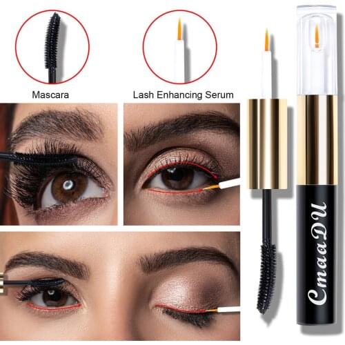 1PC 2 In 1 Waterproof Mascara Eyelash Growth Liquid 4D Silk Fiber Eyelash Thick Curling Lash Extension Lasting Mascara Makeup