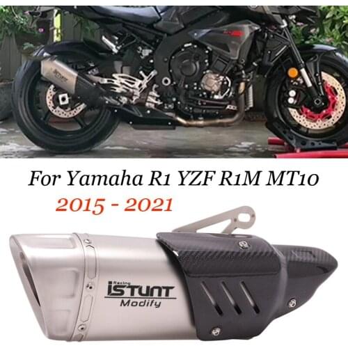 Motorcycle Exhaust GP Escape Modified With Carbon Fiber Heat Shield Muffler Slip On For Yamaha R1 YZF R1 MT10 2015 - 2021