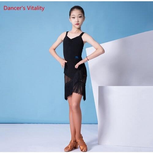 Latin Dance Female child temperament tassel competition Clothes Girl fashion elegant Skirt Performance Clothing Summer