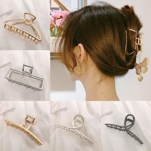 1pc New Fashion Geometric Shaped Metal Hair Claws Women Girls Elegant Hair Clips Vintage Hair Accessories Party Jewelry Gifts