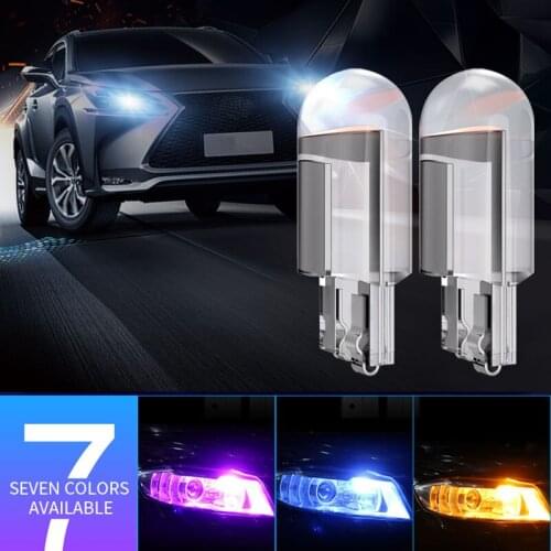 10pcs T10 W5W 194 12V LED Bulb White Yellow Red Ice Blue Green Pink Auto Lamp for Car Interior Dome Side Parking Light