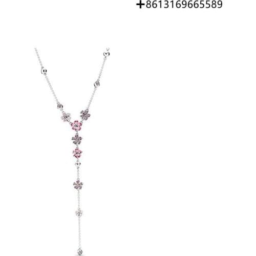 100% 925 Pure Silver Original Copy 1:1 Long Peach Blossom Series Necklace Manufacturers Direct Batch Free Package