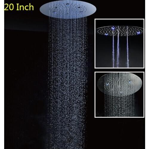 20 Inch Shower Head Big LED Light 7 Colors Concealed Embedded Top Showerhead Rainfall SPA Column Saving Water Bath Faucet Shower
