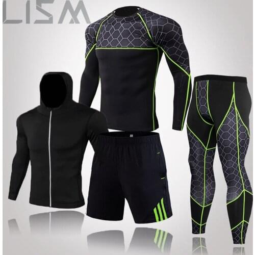 2021 Men Sportswear Compression Suits Breathable Gym Clothes Man Sports Joggers Training Gym Fitness Tracksuit Running Sets 3XL