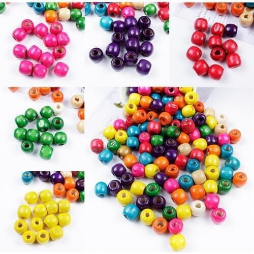 20Pcs/Lot Mixed Color Bucket Shape Wooden Spacer Beads With Large Holes For Jewelry Making Necklace Bracelet Crafts Accessories