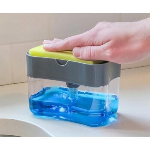 Soap Pump Dispenser for Kitchen,Liquid Soap Dispenser,Kitchen Soap Dispenser with Sponge Holder,Sponge Caddy Dispenser