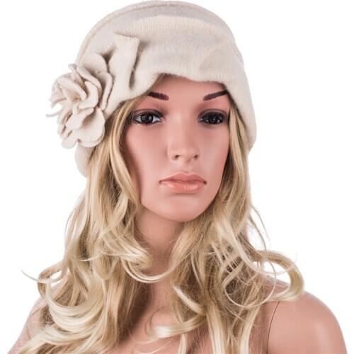 Elegant 1920s Style Ladies Hats Winter Beret Beanie Hats for Women Bucket Cloche Cap 100% Boiled Wool Warm Hats