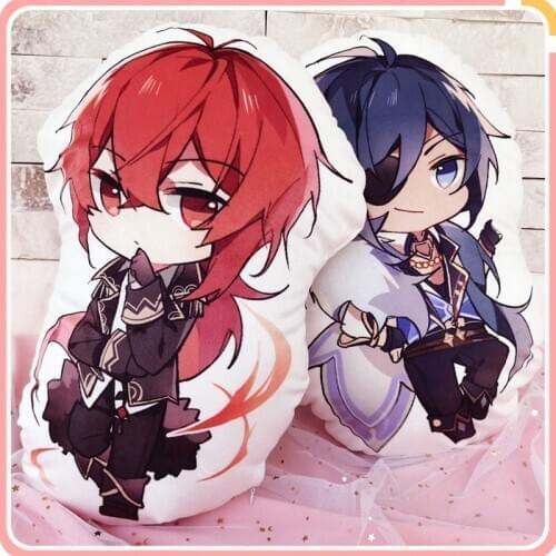 New Game Genshin Impact Venti Diluc Kaeya Klee Aether Lumine Plush Stuffed Dolls Pillow Bed Cushion Toy Cosplay Xmas Gift 40cm