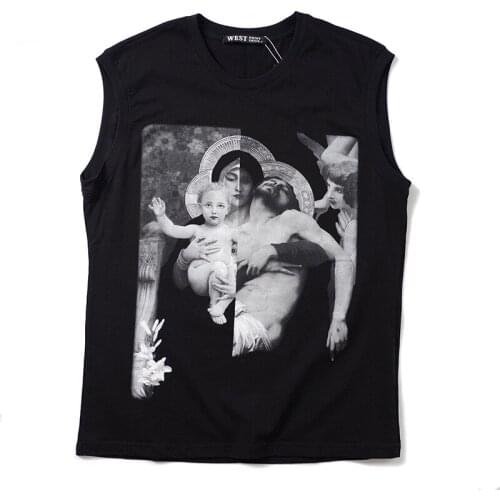 2020 New Punk High Novelty Men Fashion Shirts Virgin Mary Jesus Hop Skateboard Street Cotton Tee Tank Tops Dog #203