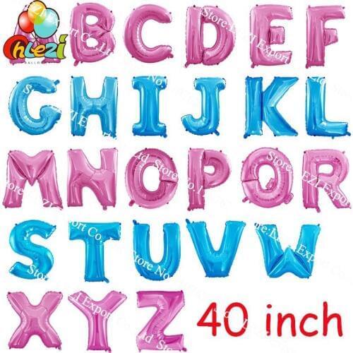 NEW 40 inch Pink Blue Letter Foil Balloon Large Helium Balloons Wedding Birthday Party Decoration Supplies Paper card packaging