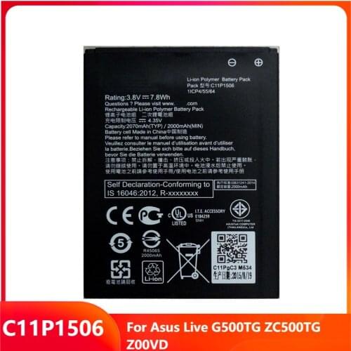Original Replacement Phone Battery C11P1506 For Asus Live G500TG ZC500TG Z00VD Genuine Rechargable Batteries 2070mAh