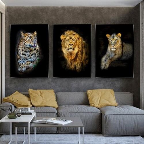 Wild Animal Lion leopard Poster Art Print Pictures Nordic Black and White Painting Living Room Minimalism Pop Art Home Decor