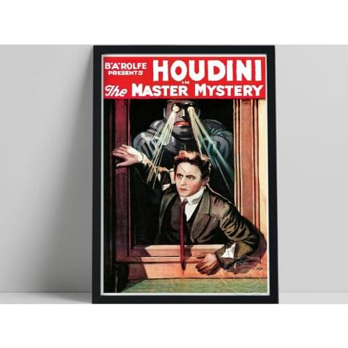 Vintage America Movie Poster, Harry Houdini Movie Star Prints, The Master Mystery Wall Stickers, Greatest Magician Wall Picture
