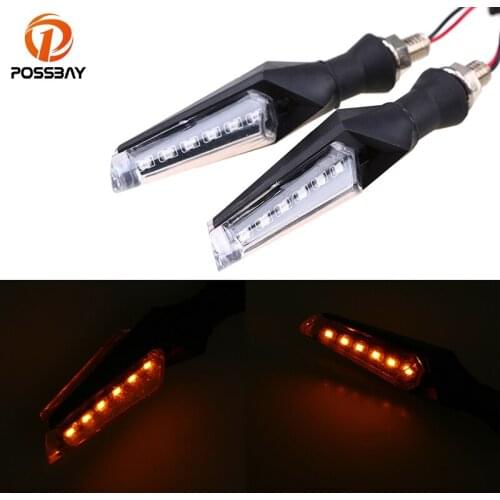 POSSBAY 10mm Motorcycle Light Motorbike Turn Signals With Double Side LED Lights Amber Universal Fit For Harley Davidson Touring