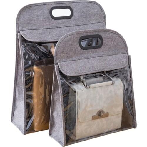 Solid Portable Non-woven Fabric Handbag Storage Anti-Dust Cover Clear Hanging Closet Bags Organizer S L