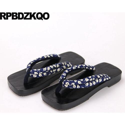 Size 46 Sandals Geta Slippers Big Summer 45 Shoes Large Japanese Clogs Nice Slides Platform Men Casual Flip Flop Slip On Blue
