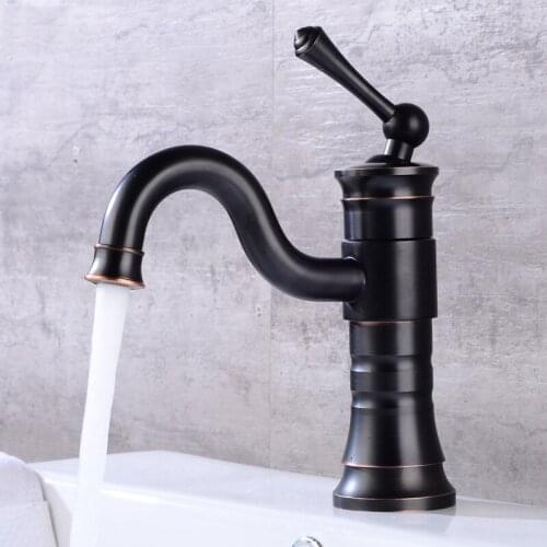 Basin Faucets Antique Brass Faucet Bathroom With Single Handle Vintage Deck Mount Torneiras Hot Cold Bath Mixer Water Taps