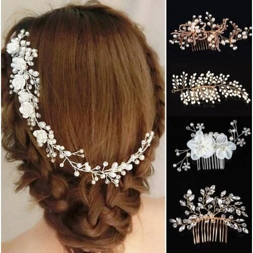 Bridal Pearl Hair Comb Wedding Headband Hair Clips Jewelry Accessories Women Handmade Pearl Hairpins Hair Ornaments Headpieces