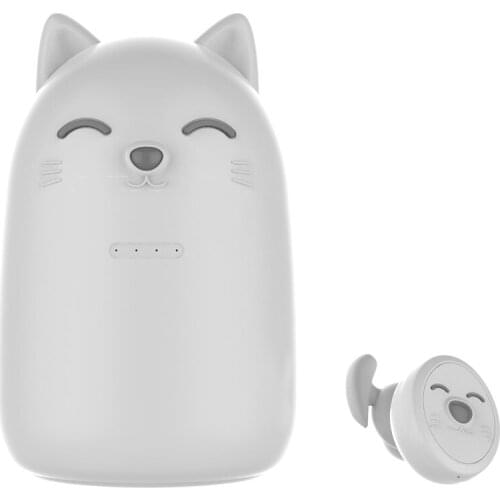 Pink Cute Cat TWS Bluetooth Wireless Earhead With Mic Girl Stereo Earbuds Single Binaural Mode Earphones With LED Charge BoxGift