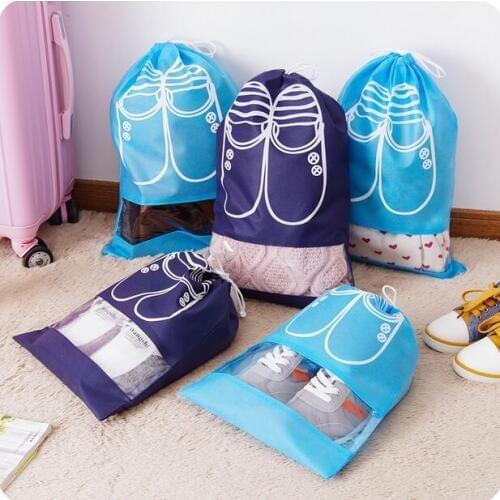 Waterproof Travel Shoe Bag Thickening Non-woven Shoe Storage Bag Dust Bag 4 Pieces/Lot Drawstring Beam Shoes Bag