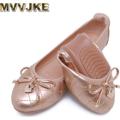MVVJKE Soft Ballet Flats Summer Ladies Shoes Big Size 40 41 Flat Heel Shoes Women Rivets Flats