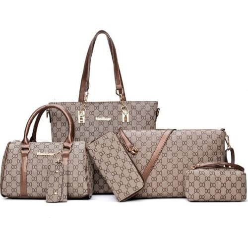 Women Handbag Leather Shoulder Bags Fashion Totes Female Purse Six-Piece Set Designer Brand Bolsa Feminina Large Capacity Casual