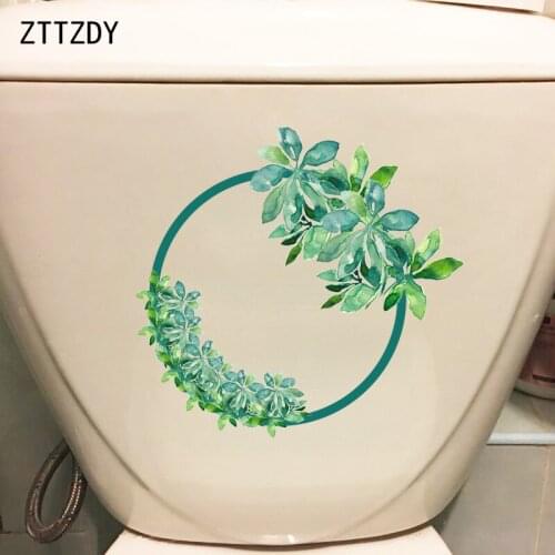 ZTTZDY 21.9*20.8CM Round Cartoon Flower Modern Art Home Rooms Wall Decal Toilet Sticker Decor T2-0314