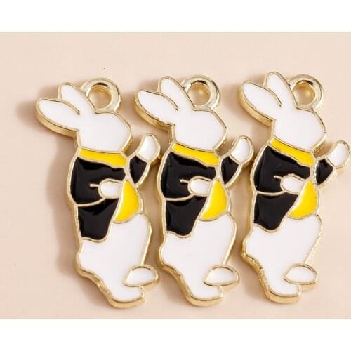 10pcs 10*21mm Funny Enamel Alloy Mr.Rabbit Charms for Jewelry Making Animal Charms Necklaces Earrings Pendant DIY Accessories